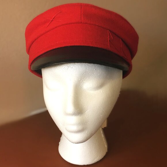 𝐑𝐔𝐒𝐋𝐀𝐍 𝐁𝐀𝐆𝐈𝐍𝐒𝐊𝐈𝐘 Red Wool Baker Boy Cap NEW WITH TAGS!! - Picture 2 of 16